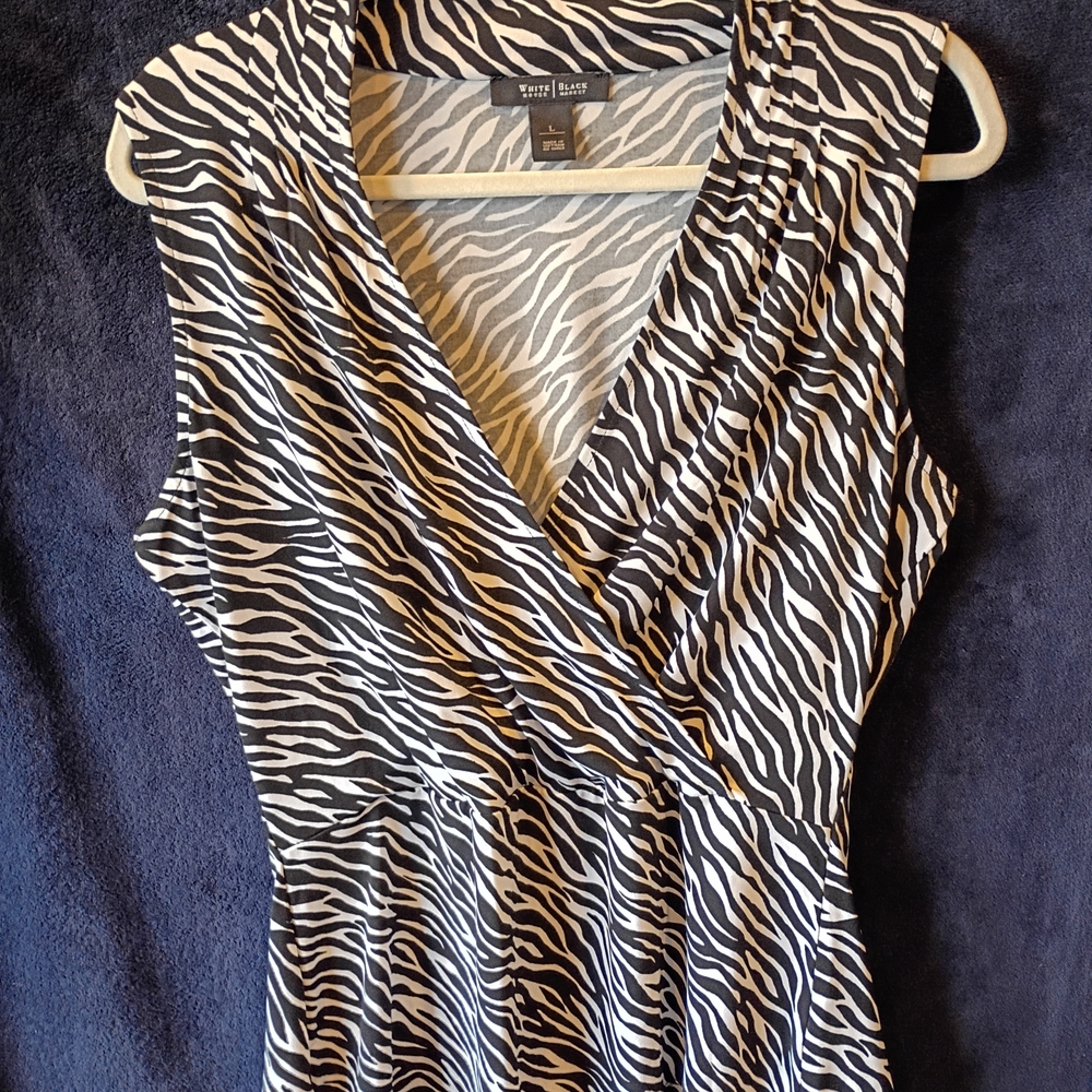 White House Black Market Monochrome Zebra Wrap Blouse